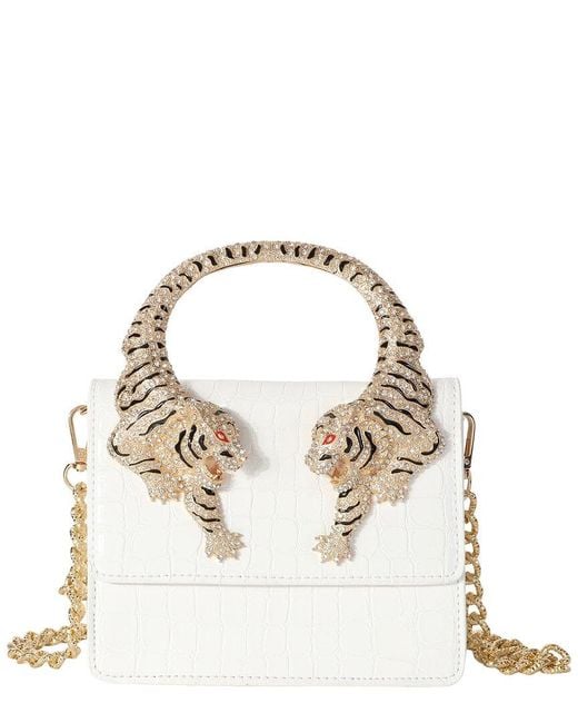 Tiffany & Fred Paris Metallic Croc-Embossed Leather Shoulder Bag