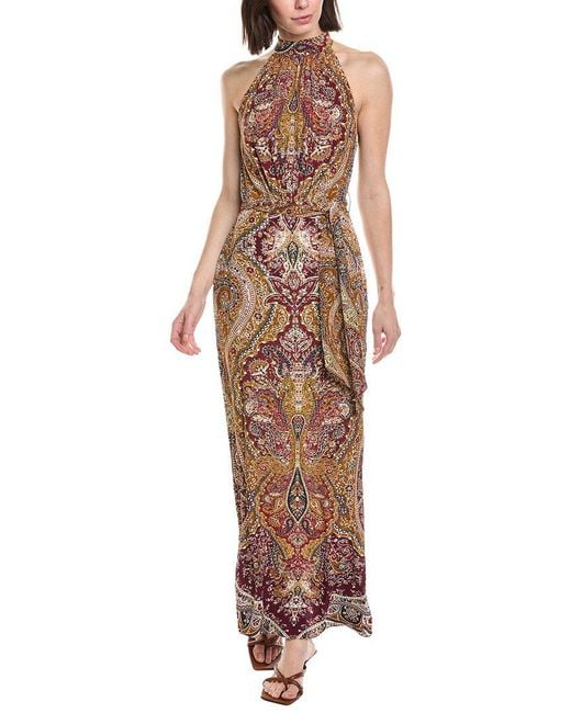 Hemant & Nandita Brown Halter Maxi Dress