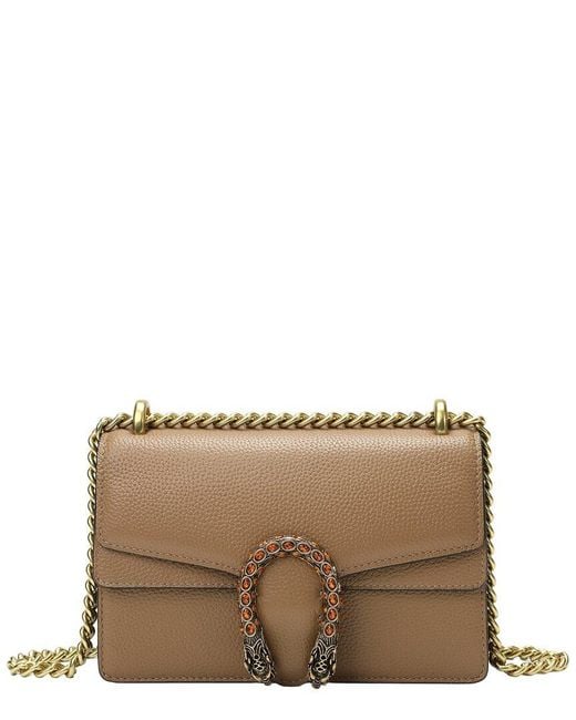 Tiffany & Fred Paris Brown Crystal Dragon Leather Crossbody