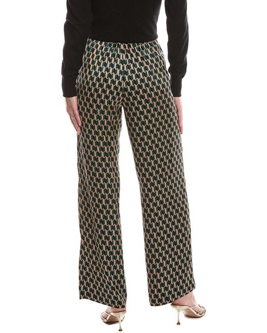 Anne Klein Black High-Rise Pull-On Wide Leg Printed Pant