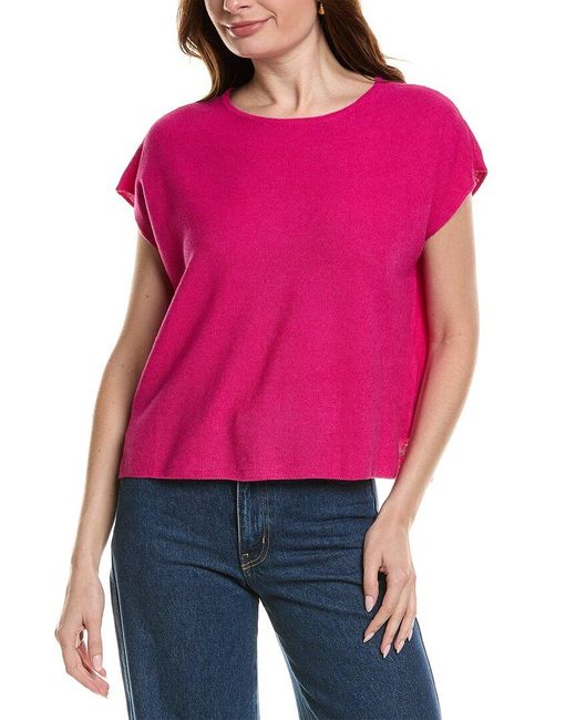 Eileen Fisher Red Crewneck Linen-Blend Boxy Sweater