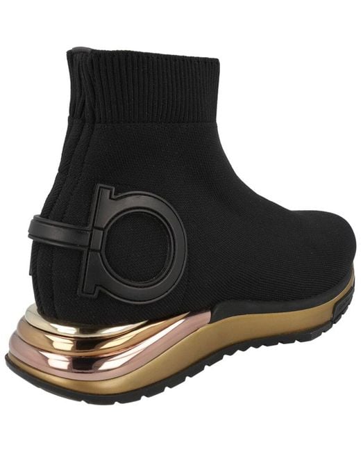 Ferragamo Black Gardena Ankle Sock Sneaker