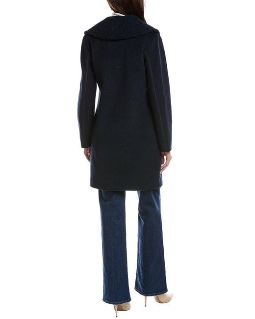 Scotch & Soda Blue Runa Double-Breasted Mid-Length Coat