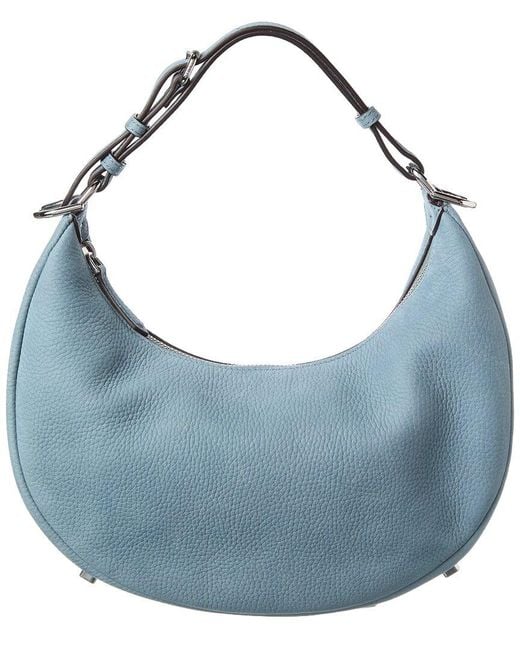 Fendi Blue Graphy Small Leather Hobo Bag
