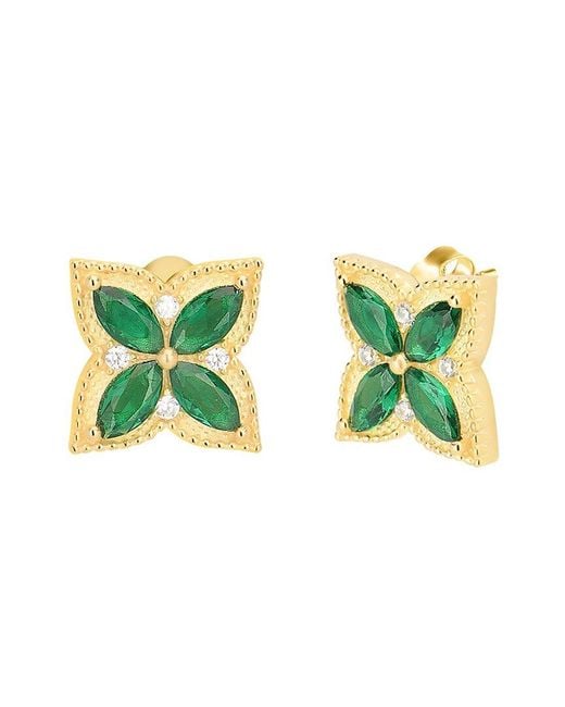 Gabi Rielle Green Shining Moment 14k Over Silver Cz Mossy Clover Studs