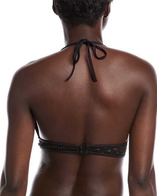 Carmen Marc Valvo Black Crochet Bra Bikini Top