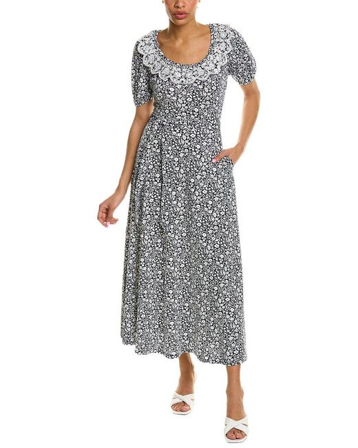 Boden Trim Detail Jersey Midi Dress in Gray | Lyst