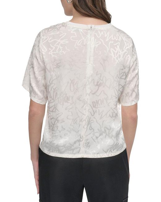 DKNY White Scribble Logo Top