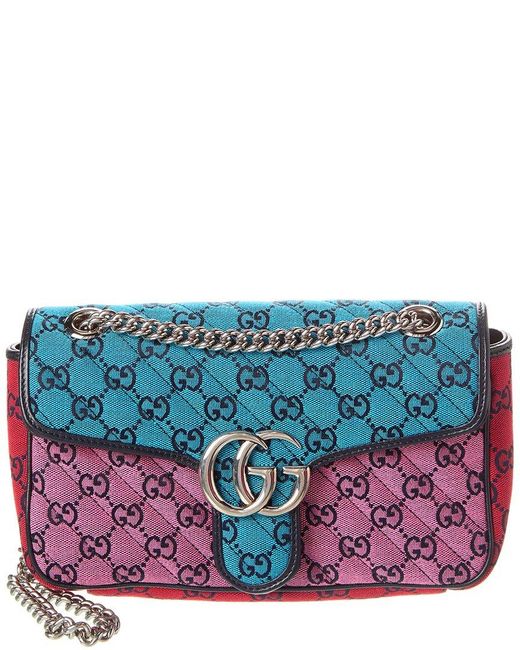 Gucci Blue GG Marmont Small GG Canvas Shoulder Bag