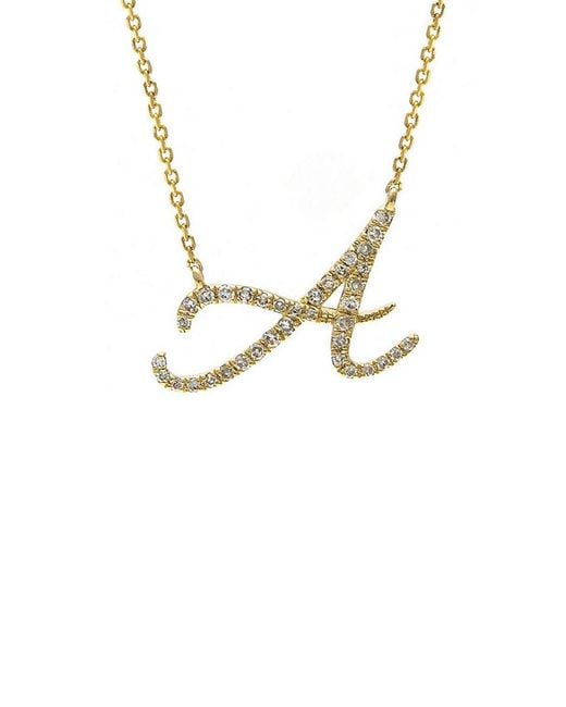 Jane Basch Metallic 14k 0.16 Ct. Tw. Diamond Script Initial Necklace (a-z)