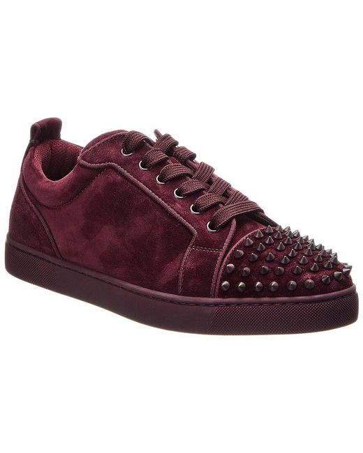 Christian Louboutin Red Louis Junior Spikes Suede Sneaker for men