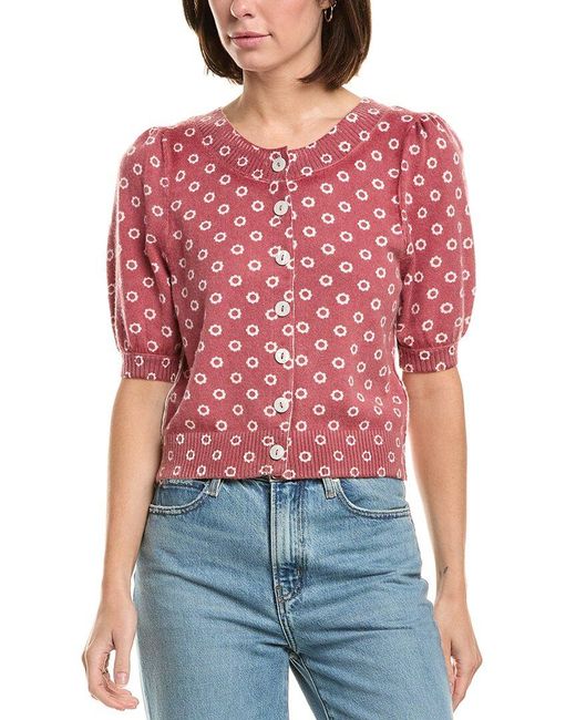 Free People Red Isla Pattern Wool & Cashmere-Blend Cardigan