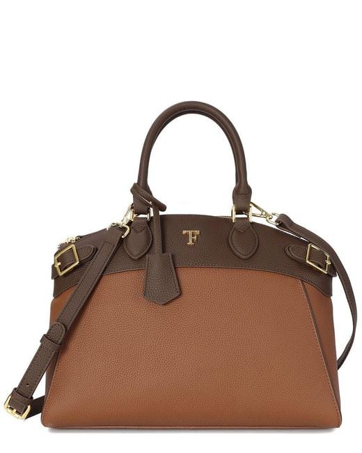 Tiffany & Fred Paris Brown Grained Leather Top-Handle Satchel