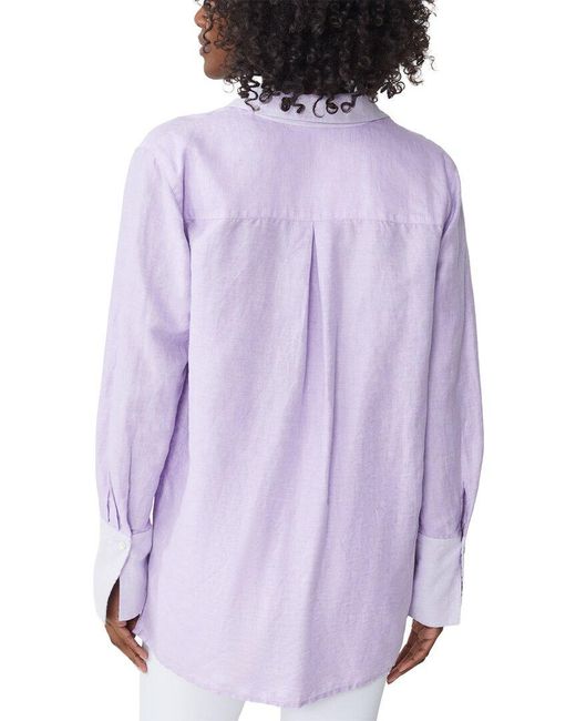 J.McLaughlin Purple Anilee Linen-Blend Blouse