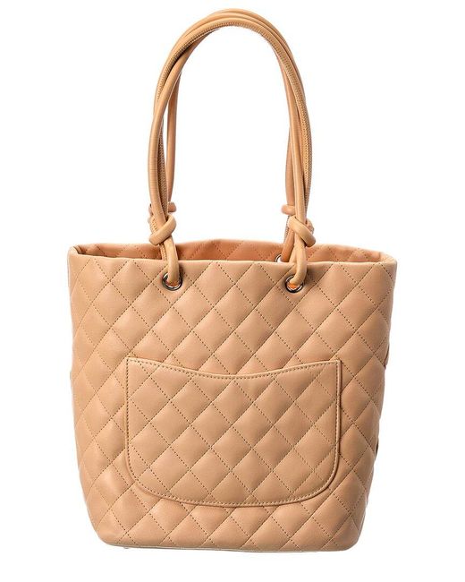 Chanel Orange Neutral Quilted Lambskin Leather Medium Cambon Tote (authentic Pre