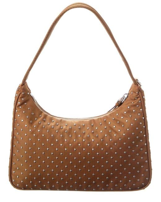 Prada Brown Re-Edition Satin Mini Hobo Bag