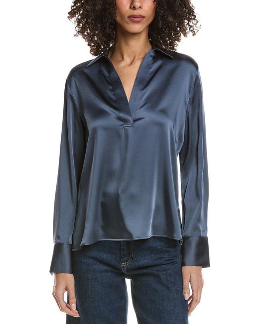 Vince Blue Pullover Polo Shirt