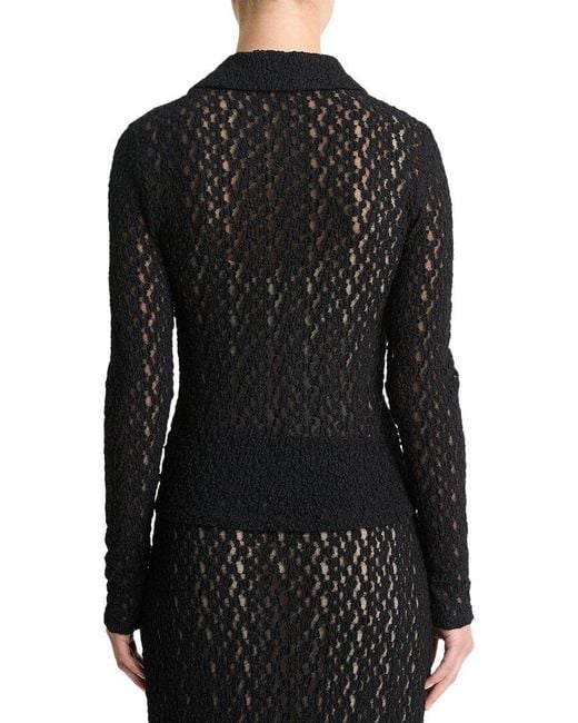 Vince Black Floral Smocked Button-Up Shirt