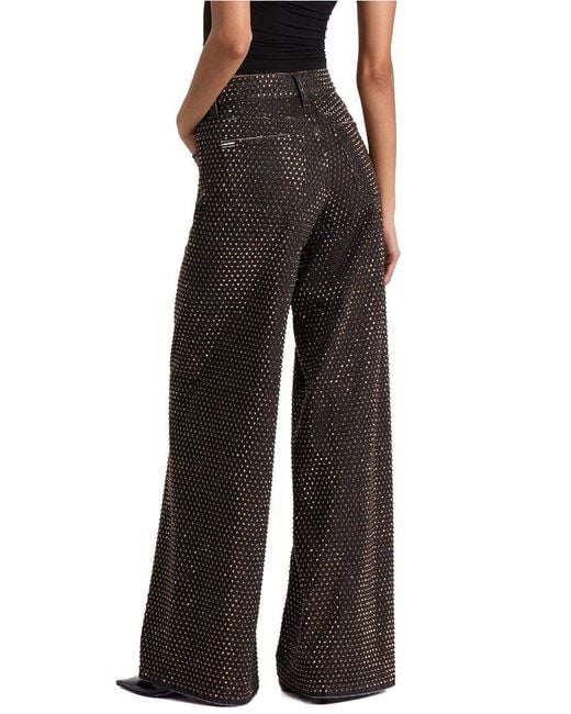 Alice + Olivia Black Amazing Low-Rise Embellished Baggy Jean