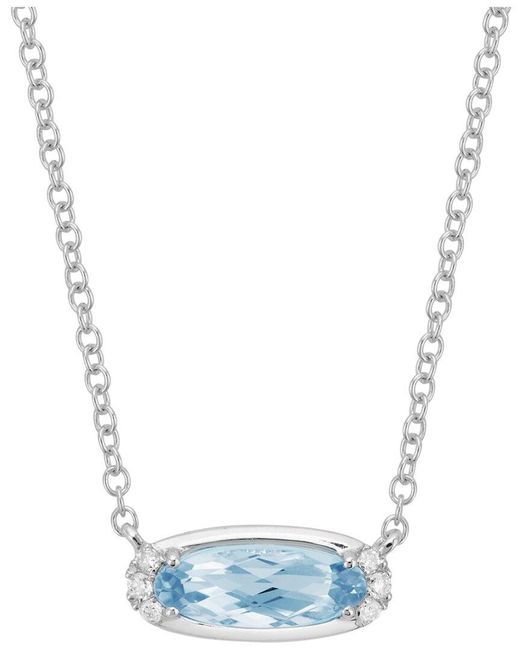 Diamond Select Cuts Blue 14K Diamond .05 Ct. & .90 Ct. Aquamarine Necklace