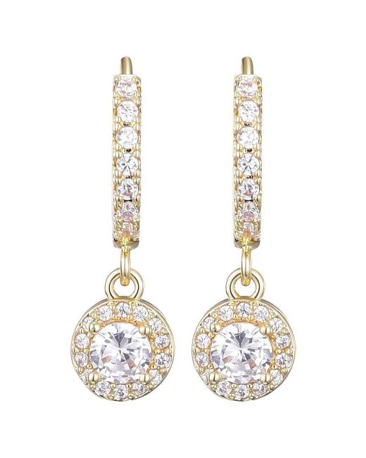 Adornia White 14K Plated Cz Halo Drop Huggie Hoop Earrings
