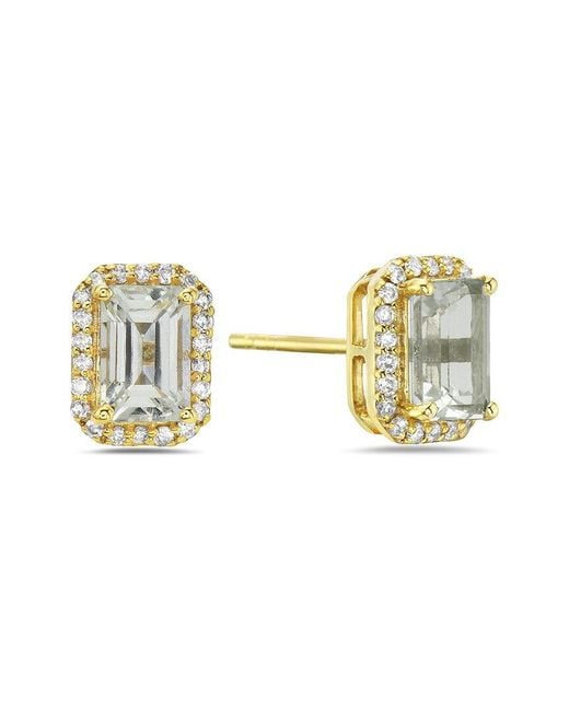 Forever Creations USA Inc. Metallic Forever Creations 14k 1.23 Ct. Tw. Diamond & Aquamarine Halo Earrings