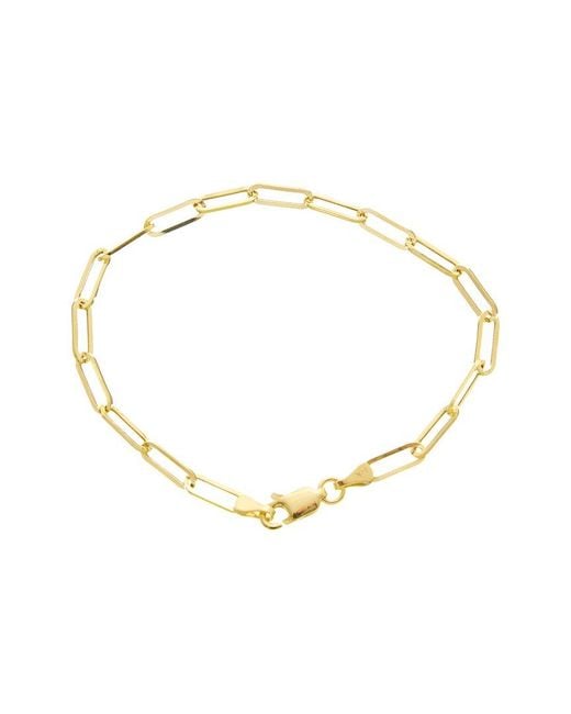 Italian Gold Metallic 14K 3.2Mm Polished Paperclip Chain Bracelet