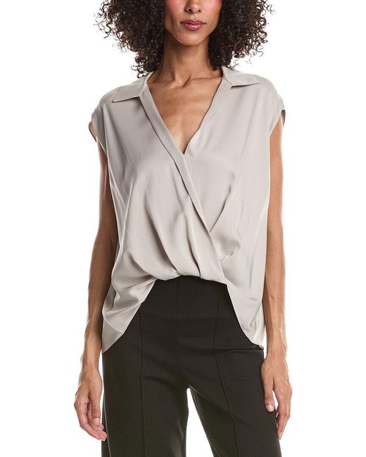 Theory White Twist Blouse