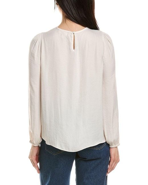 Philosophy White Embroidered Crochet-Trim Blouse