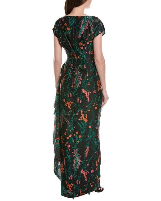 Lela Rose Green Florence Silk-Blend Gown