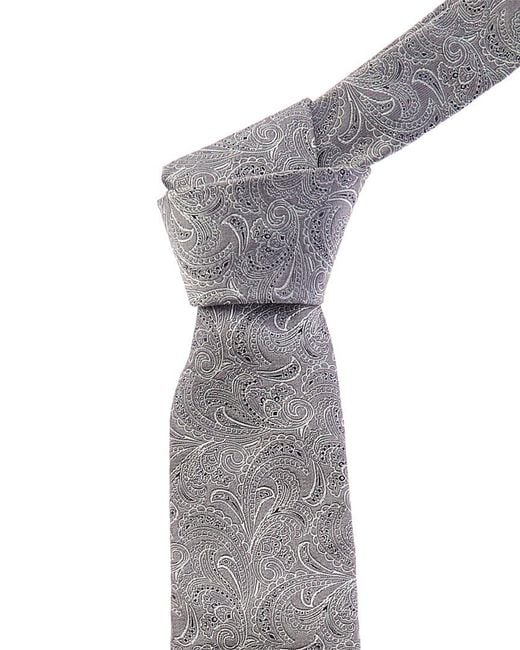 Brunello Cucinelli Gray Print Silk Tie for men