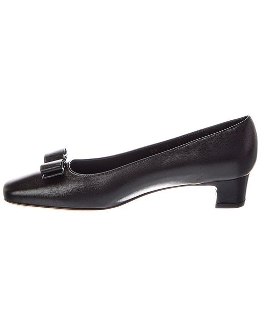Ferragamo Black Iconic Bow Leather 40 Pump