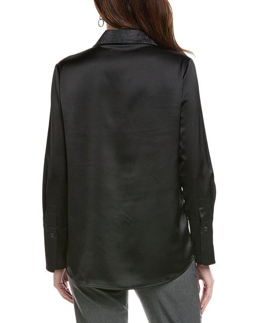 Joseph Ribkoff Black Rhinestones Collar Top