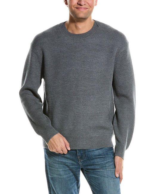 Theory Gray Lamar Wool-blend Crewneck Sweater for men