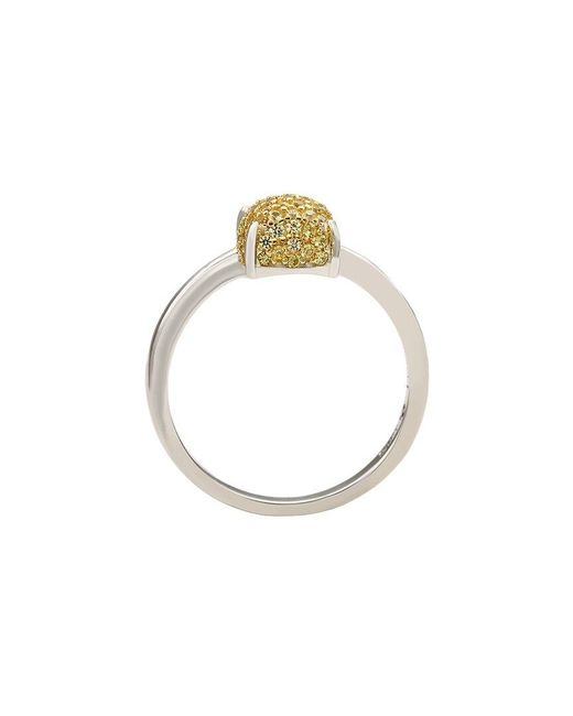 Suzy Levian White Silver 0.02 Ct. Tw. Diamond & Sapphire Ring