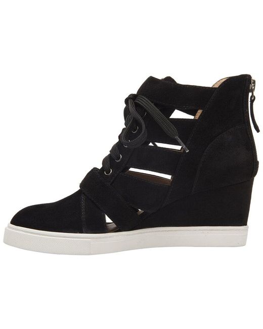 Linea Paolo Black Fave-L Suede Wedge Sneaker