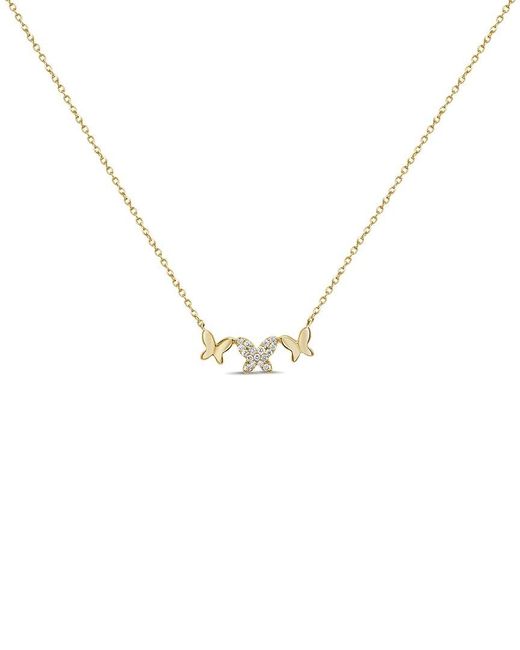Sabrina Designs Metallic 14K 0.09 Ct. Tw. Diamond Butterfly Necklace