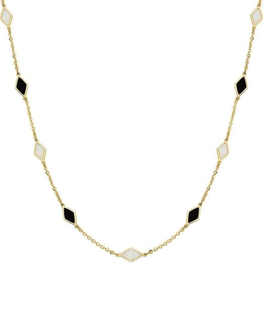 Italian Gold Natural 14K Gemstone Station Layered Necklace