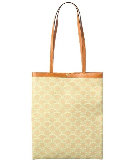 Céline Yellow Triomphe Medium Canvas & Leather Tote