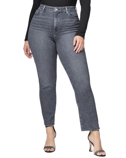 PAIGE Blue Accent Ash Black Ultra High Rise Straight Jean