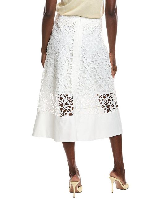Gracia White Hollow-Out Lace Embroidered Skirt