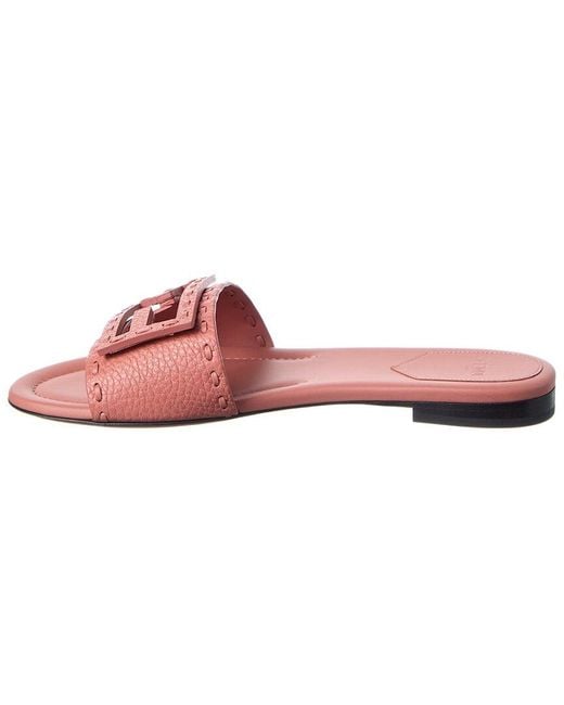 Fendi Pink Ff Baguette Leather Sandal