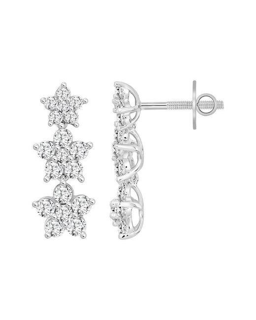 Ethos Creations White Brilliant Bloom 14K 3.00 Ct. Tw. Lab-Grown Diamond Flower Earrings