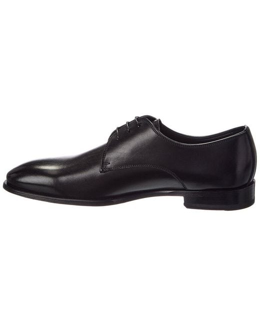 Isaia Black Leather Derby for men