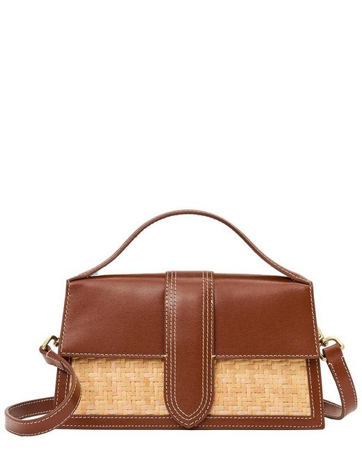J.McLaughlin Brown Fannie Leather-Trim Handbag