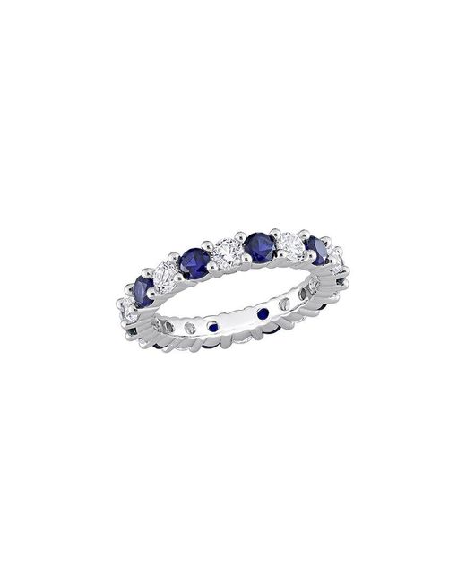 Rina Limor Silver 3.50 Ct. Tw. Lab-grown Created Blue Sapphire, Created White Sapphire Eternity Ring