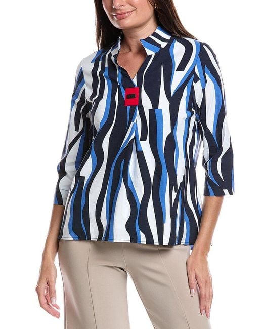 Joseph Ribkoff Blue Front Pleat Top