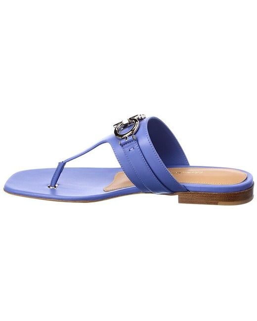 Ferragamo Blue Ferragamo Rikis Leather Sandal