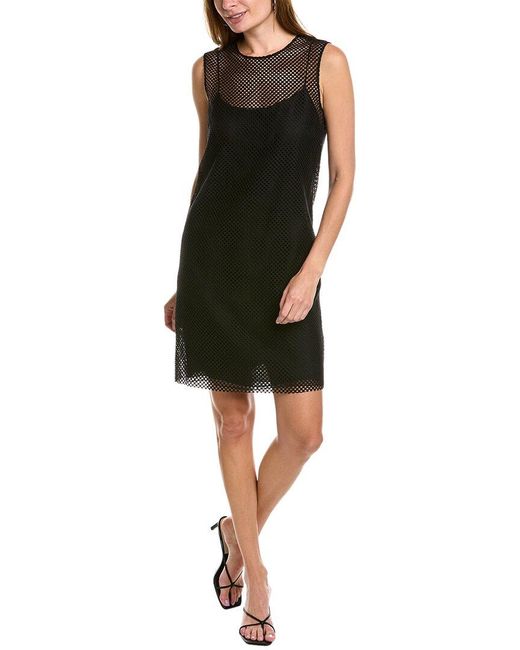 Oscar de la Renta Black Checkerboard Silk-lined Linen-blend Mini Dress