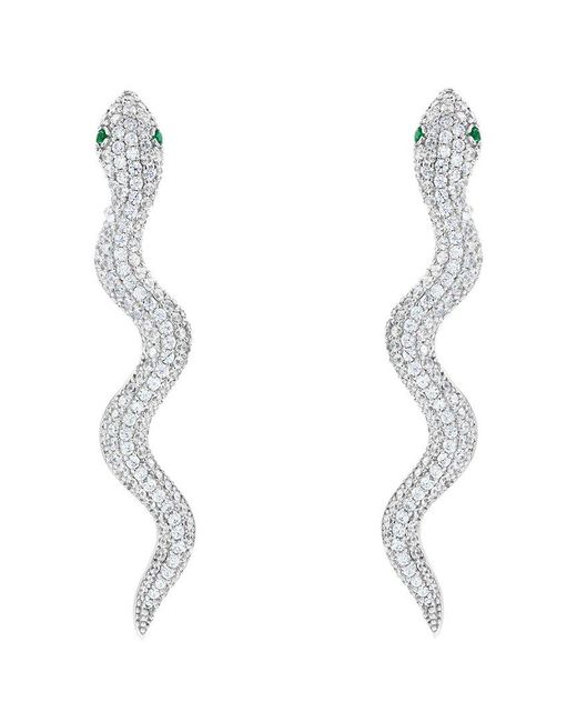 Suzy Levian CZ Jewelry White Suzy Levian Cz Wild Snake Earrings